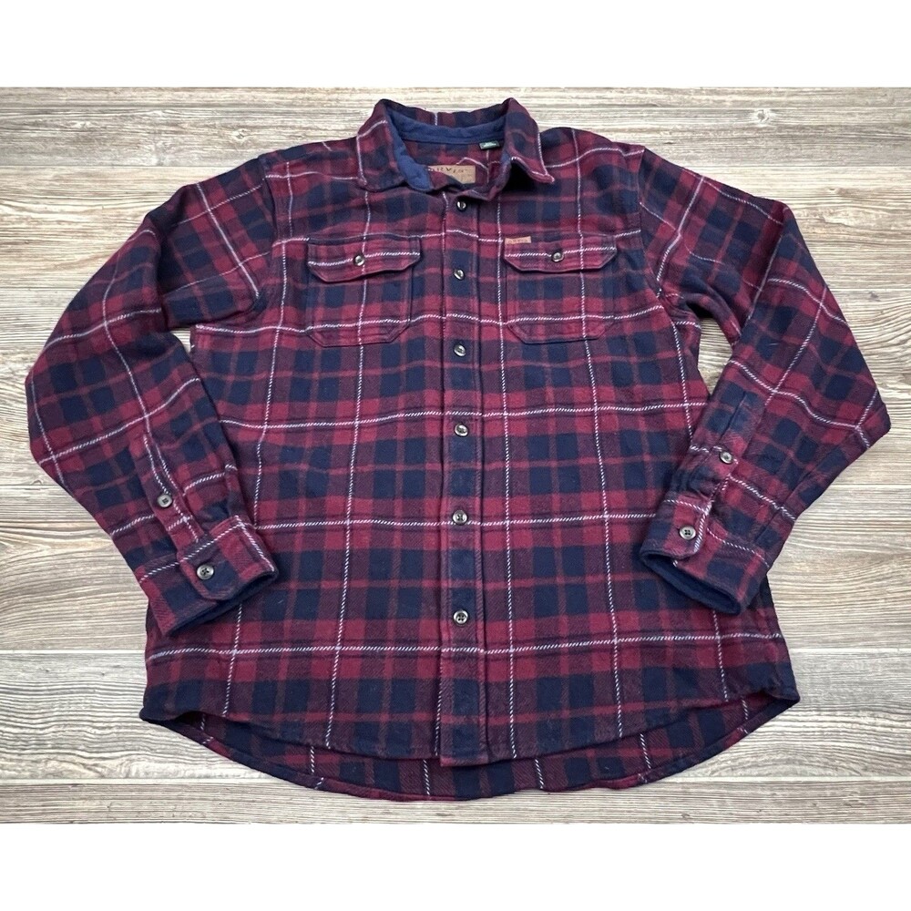 Orvis Men's M Plaid Flannel Shirt Shacket Button Up Red Black‎ Pockets Gorpcore